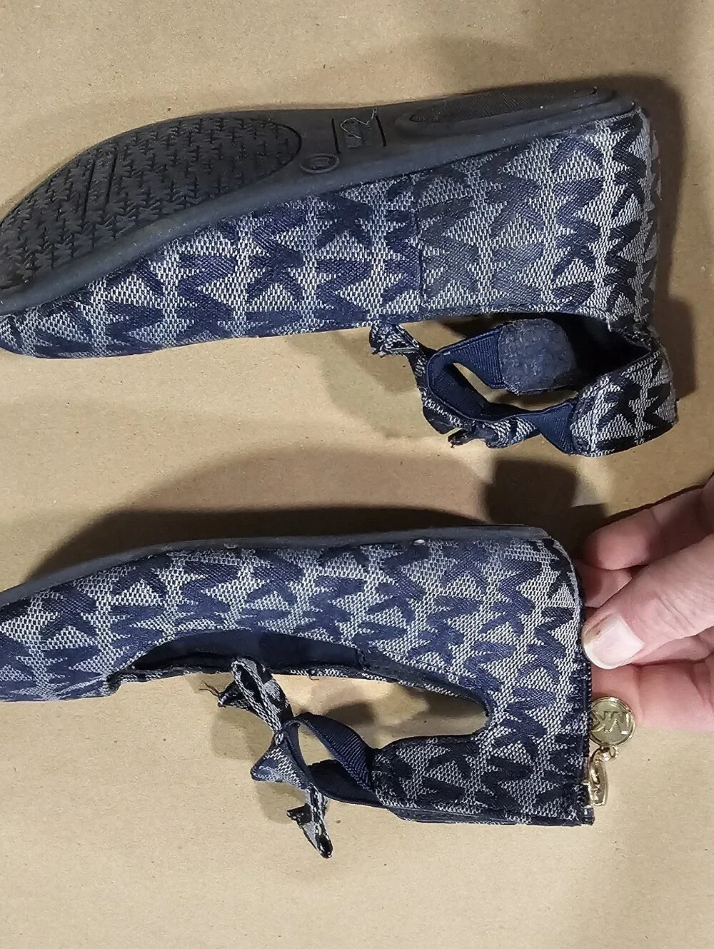 MK Navy Patterned Wedge Sandals